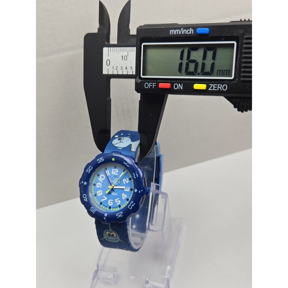 Vintage Flik Flak Swatch Kids Fish Blue Aluminum Watch Swiss Ocean New Battery - Picture 6 of 10